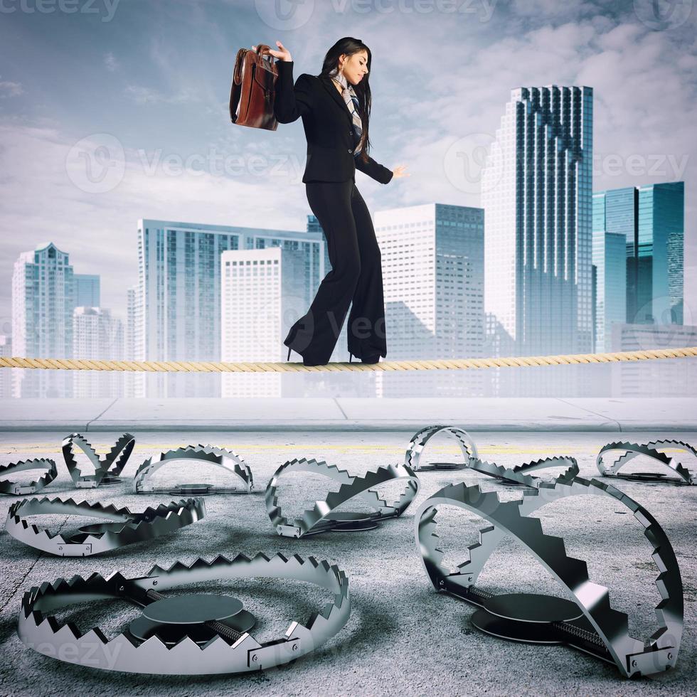 Businesswoman Overcoming trap photo