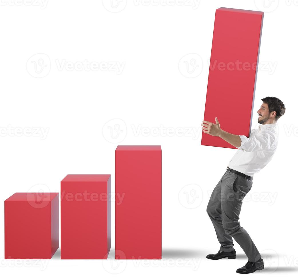 Raise profits on white background photo
