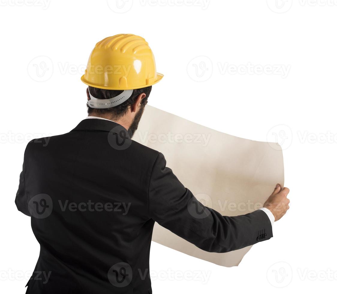 Architect project on white background photo