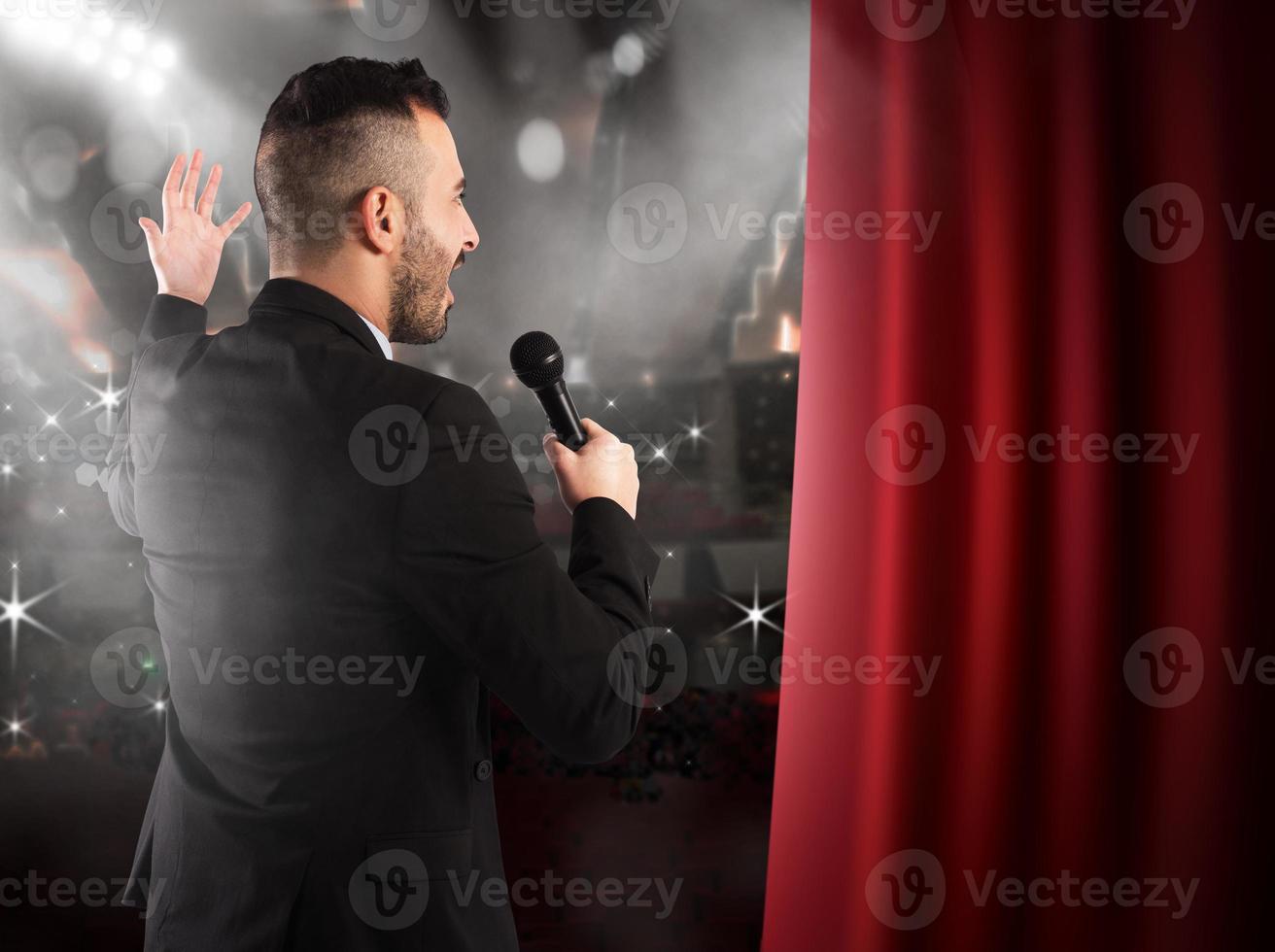 Showman performing on stage photo