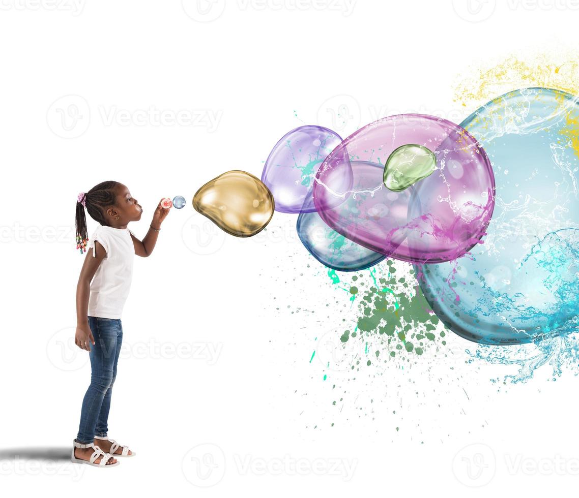 vistoso burbuja en blanco antecedentes foto