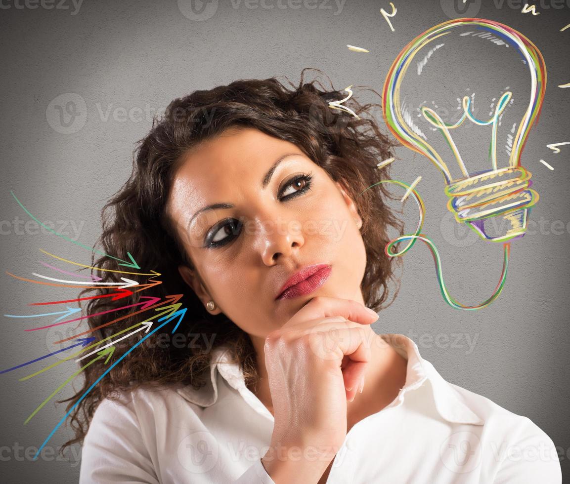 Woman Brainstorming concept photo
