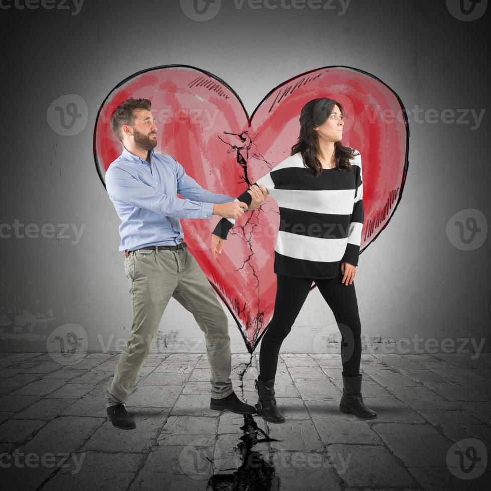 Couple with broken heart photo