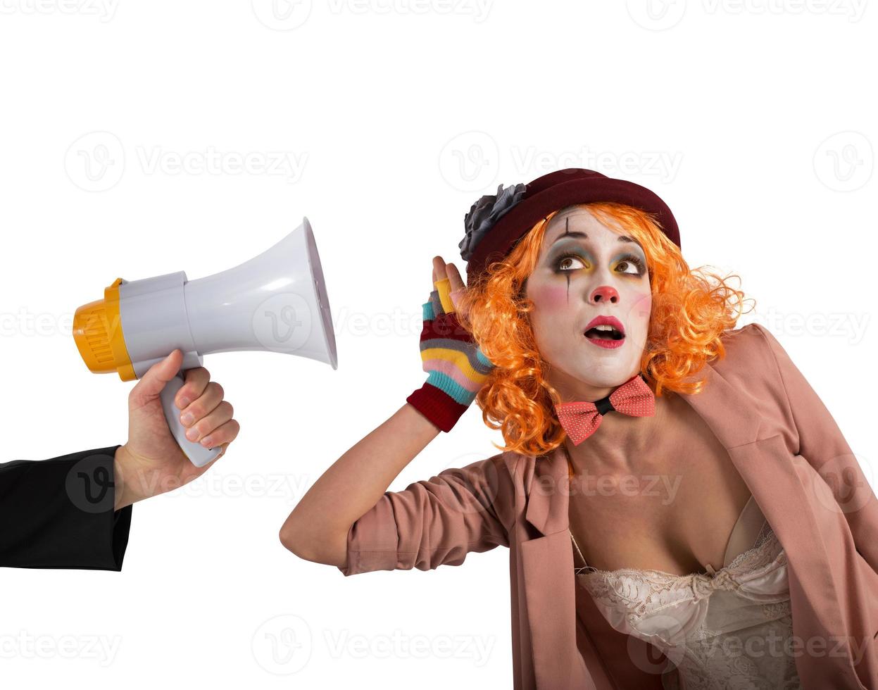 Alert with clown woman photo