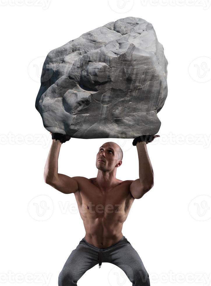 Hard workout on white background photo