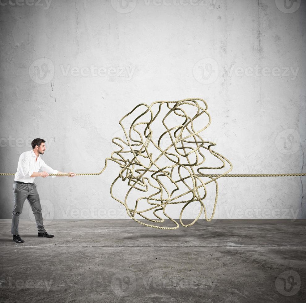 Businessman with Complicated tangle photo