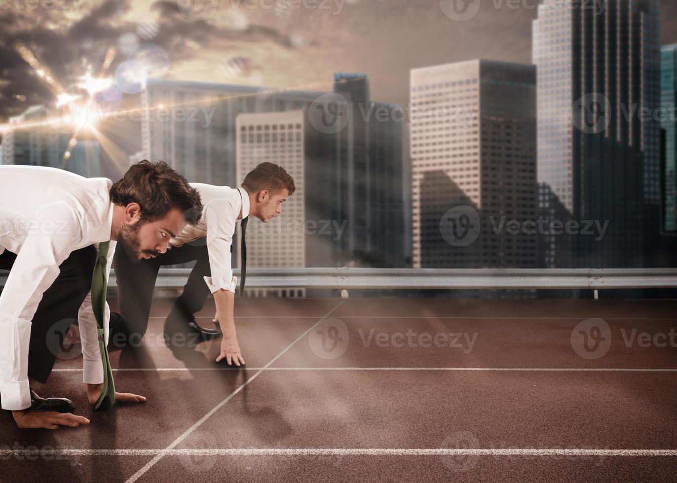 Business competition between employees photo