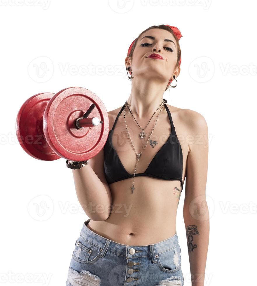 Strong pin-up woman photo