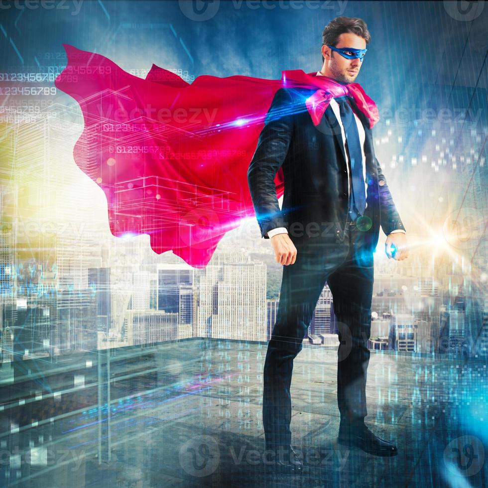 Business superhero with cape photo