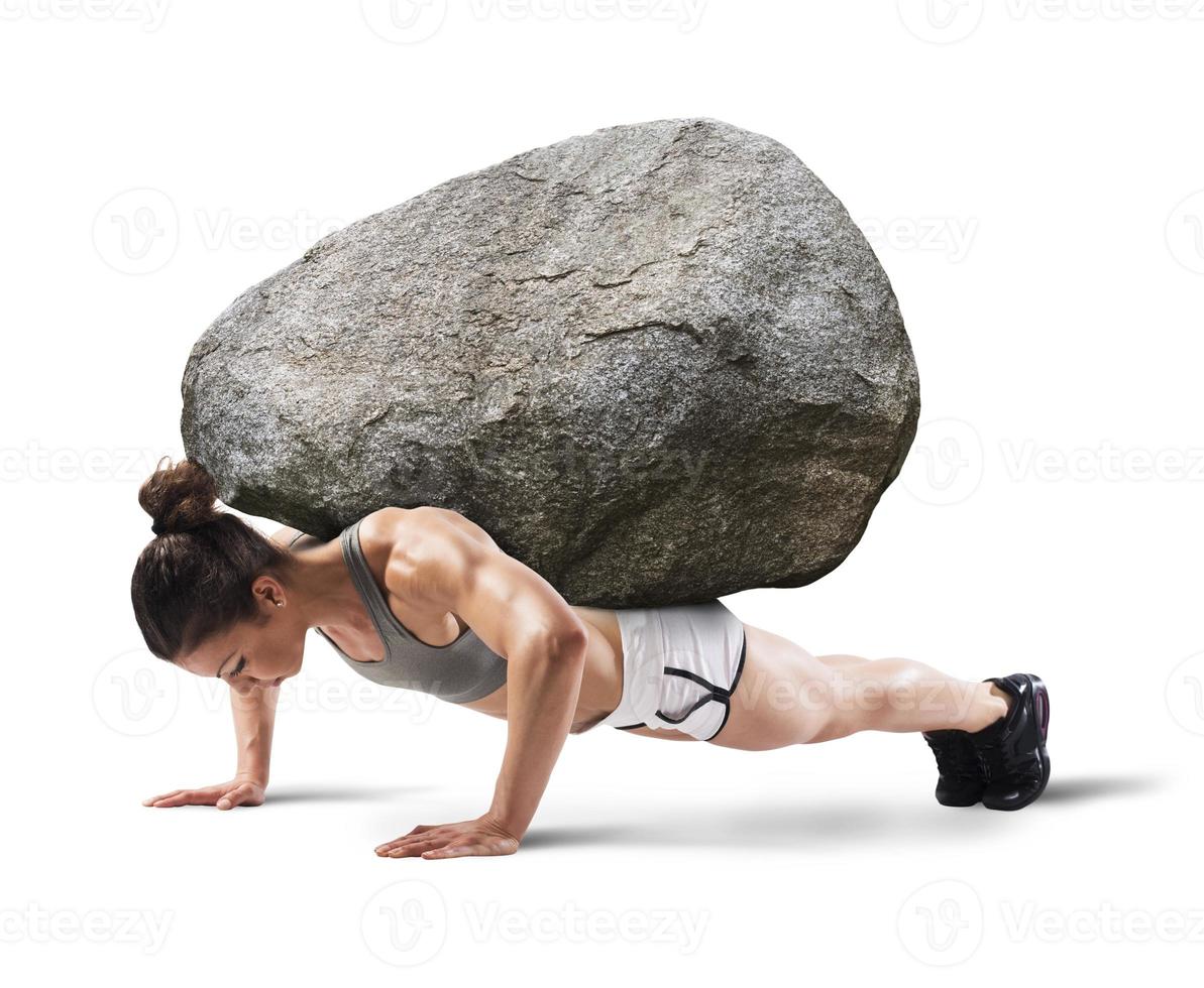 Hard workout on white background photo