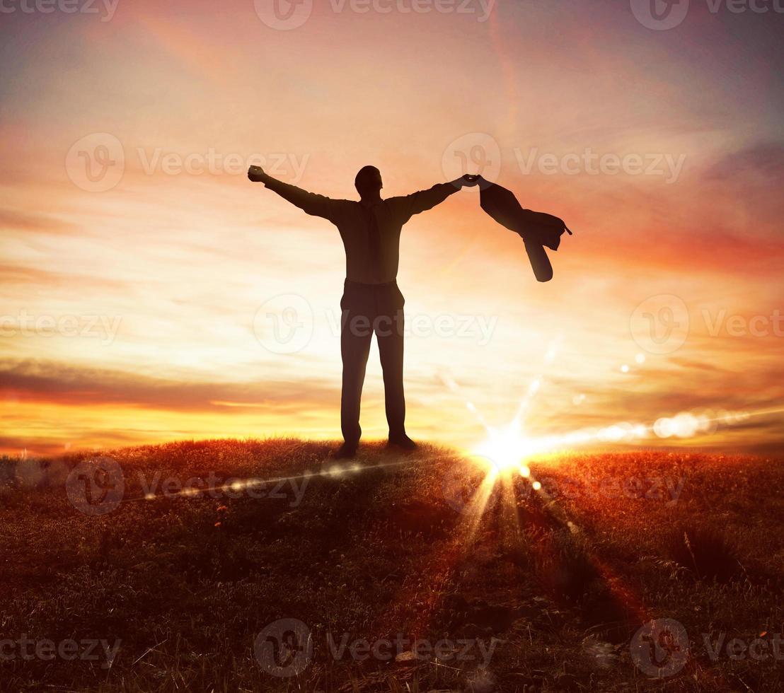 Free man on the top of the mountain photo