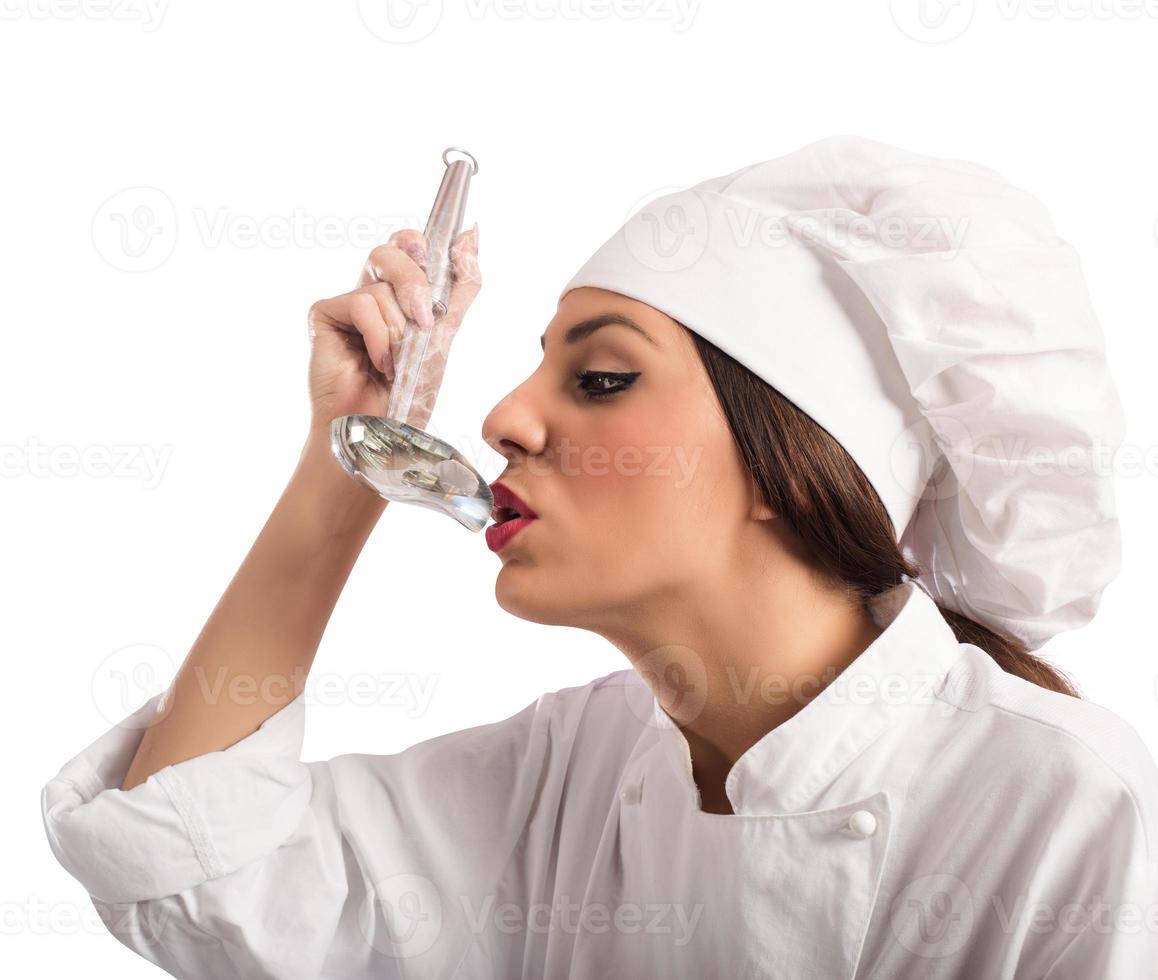 Taster chef on white background photo
