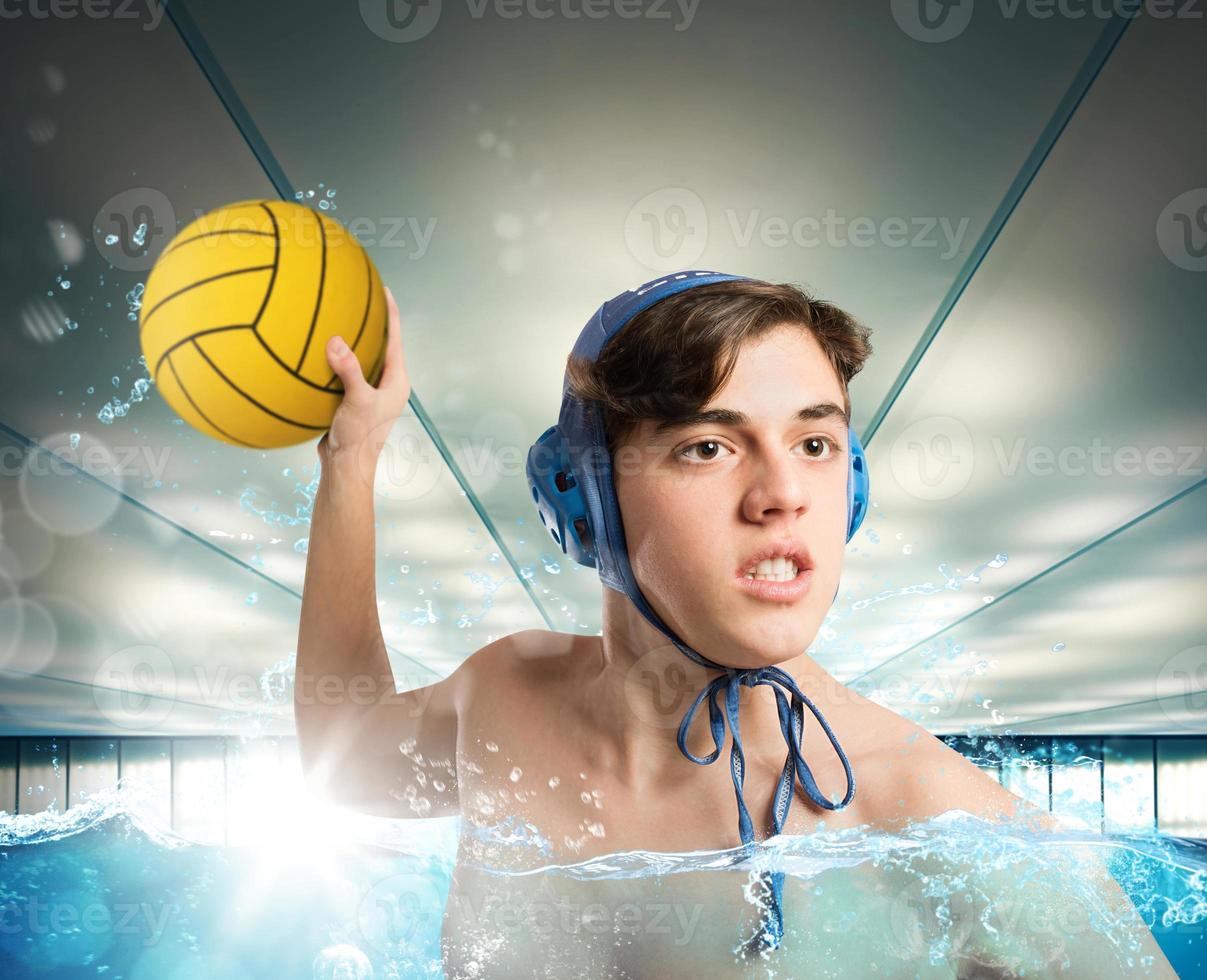 Waterpolo player with ball photo