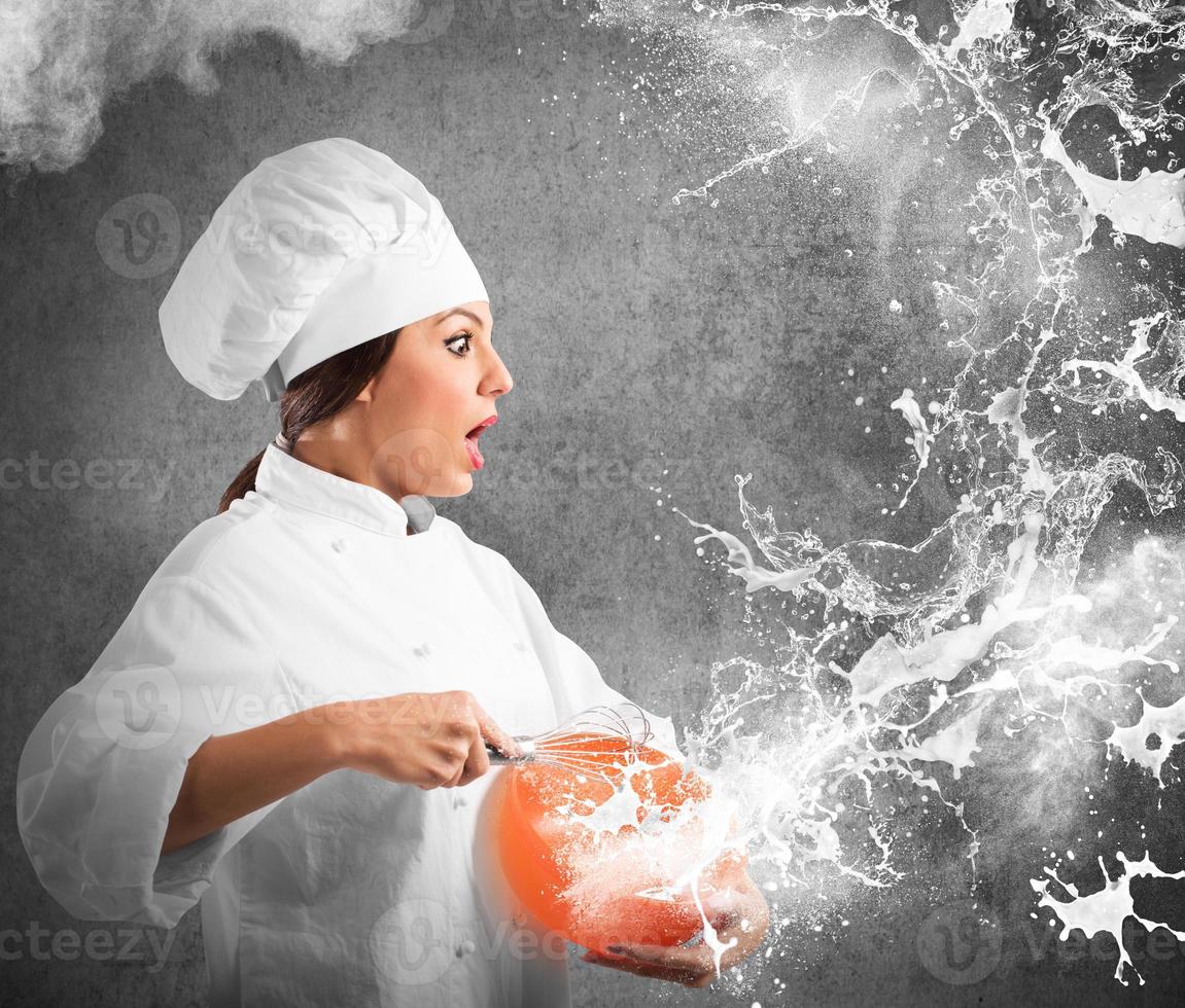 Chef with a Splash of cream photo