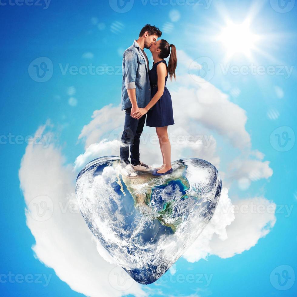 Couple on top of the world, in love photo