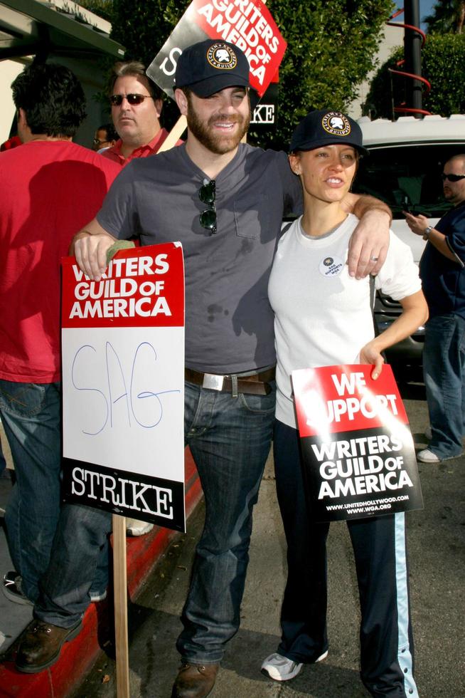 Paul Adelstein  KaDee StricklandActors Support WGA Strike Paramount StudiosDecember 12 2007Los Angeles CA2007 photo