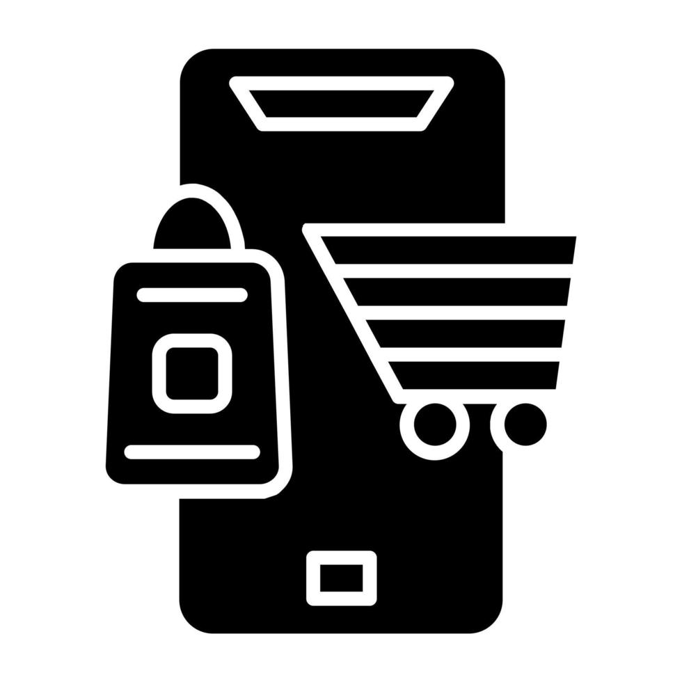 estilo de icono de compras en línea vector