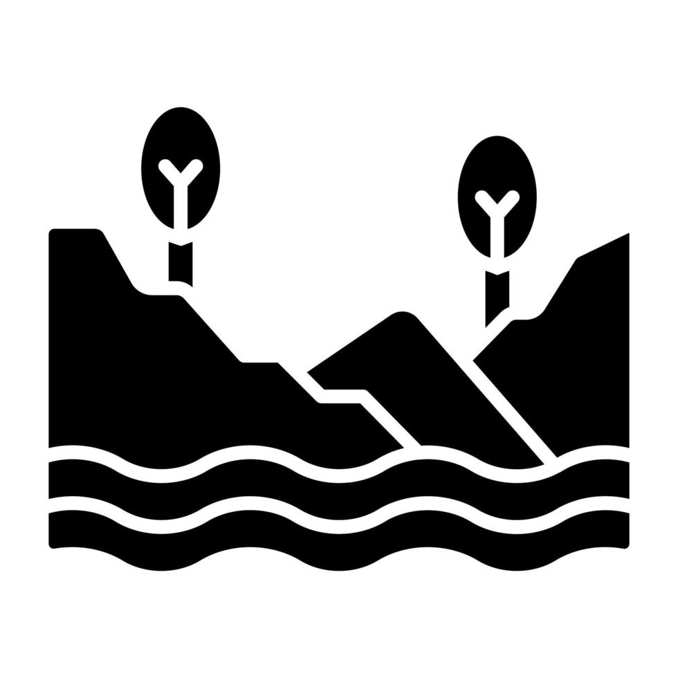 estilo de icono de lago vector