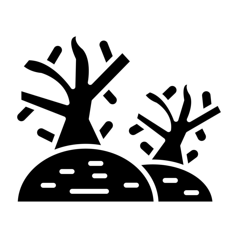 estilo de icono de árbol seco vector