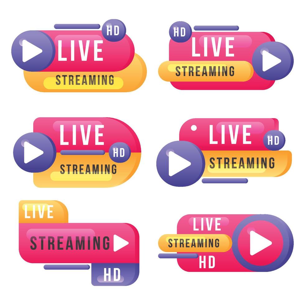 Live Streaming Label Collection vector