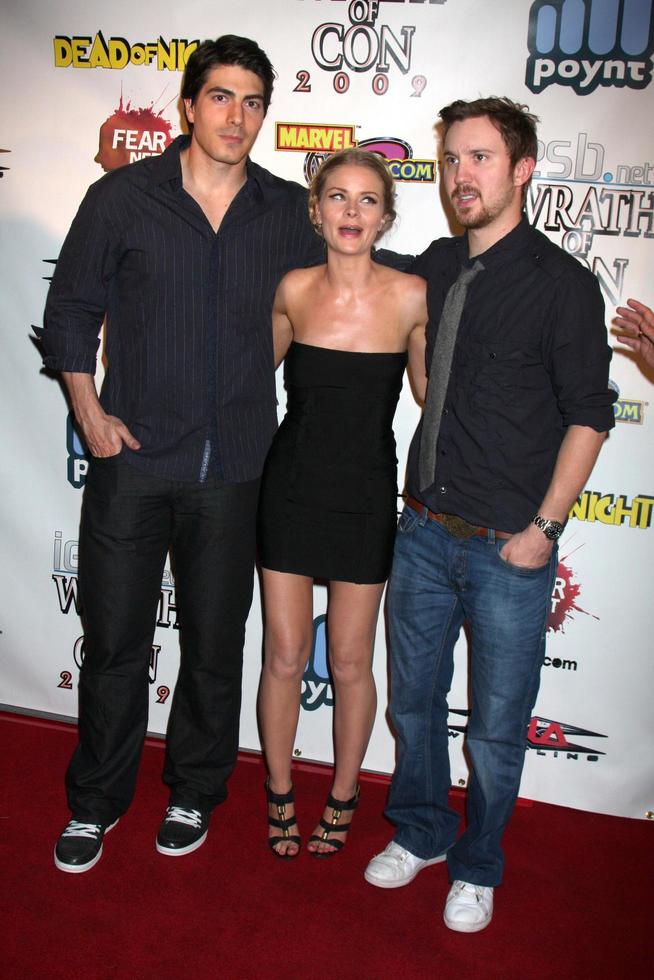 Brandon Routh Anita Briem Sam Worthington arriving at the Wrath of Con Party at the Hard Rock Hotel in San Diego CA on July 24 20092009 photo