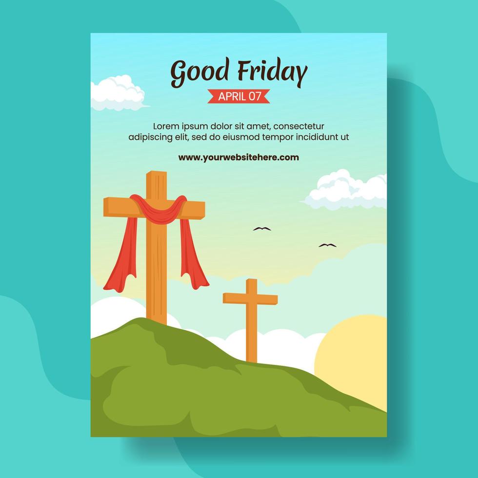 Happy Good Friday Vertical Poster Flat Cartoon Hand Drawn Templates Background Illustration vector