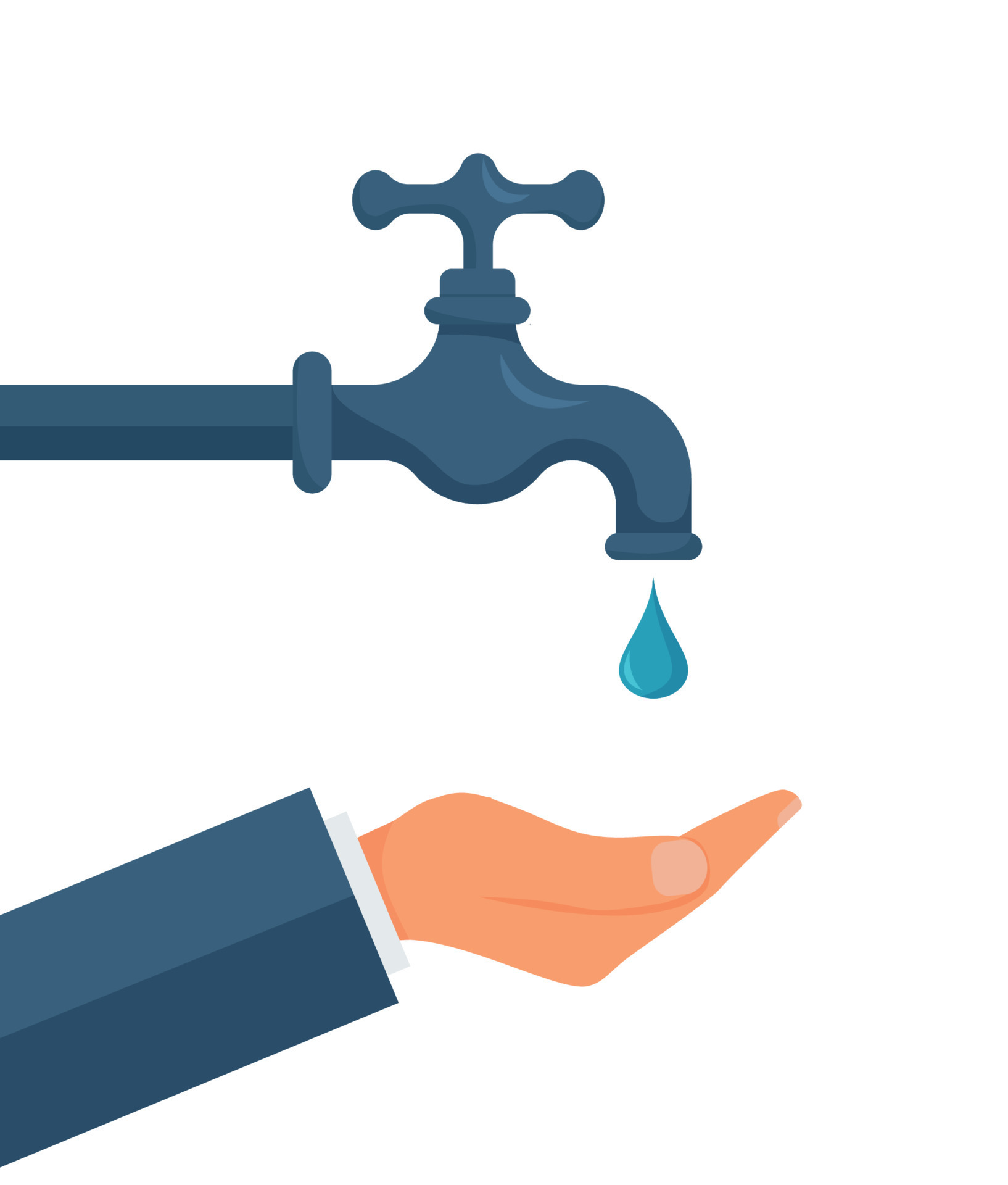 Hand opens or closes a water tap, save water,concept of eco and world