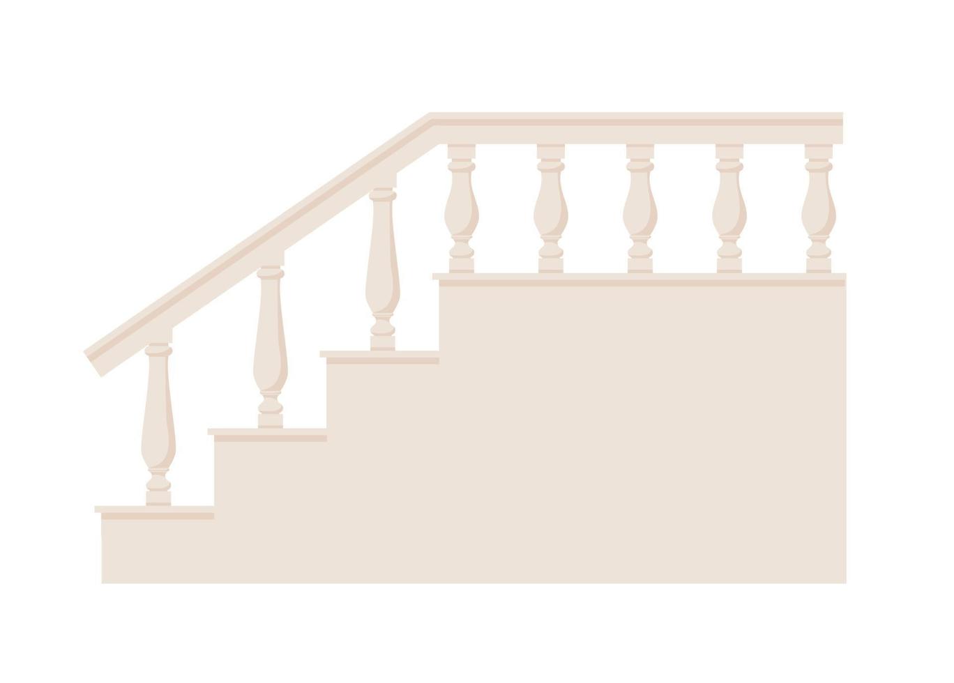 Stone balustrade with balusters for fencing. Palace fence. Balcony handrail with pillars. Decorative railing. Castle architecture element. Flat vector illustration isolated on white background