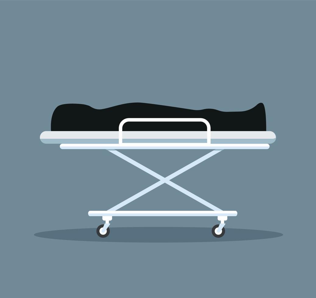 Dead on gurney icon in cartoon style isolated on white background. Death symbol vector