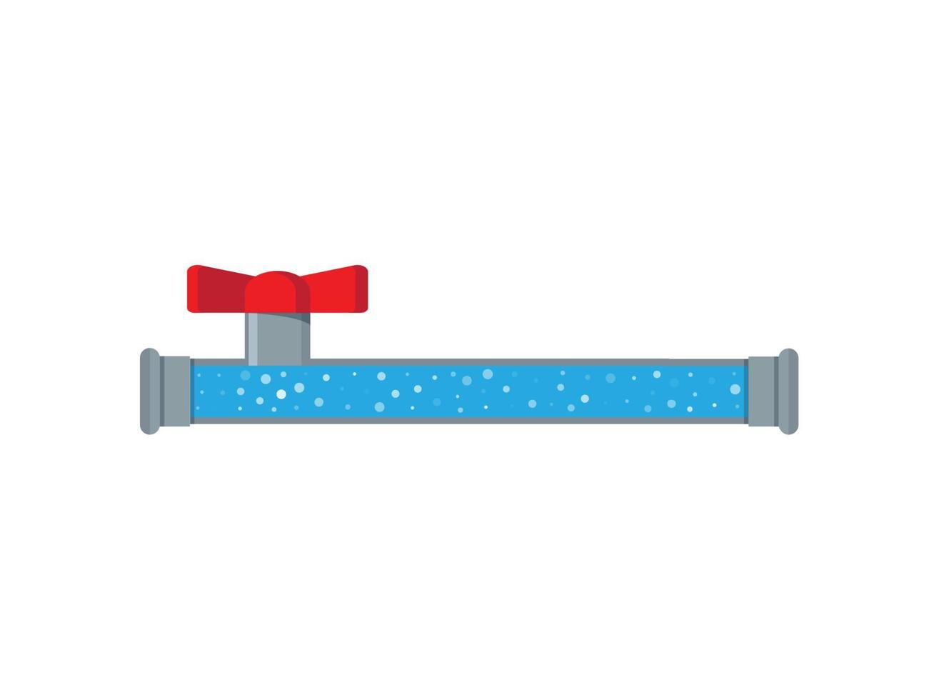 A vector stock illustration with clogged pipe and trash inside isolated on a white background. The sectional pipe is blocked, water sludge. A flat stock illustration as a concept of plumbing problems