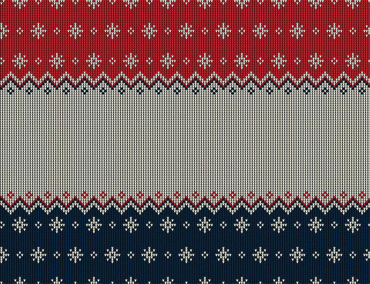 Ugly sweater at Buffalo Plaid Merry Christmas and Happy New Year greeting card frame border . illustration knitted background seamless pattern with folk style scandinavian ornaments. vector