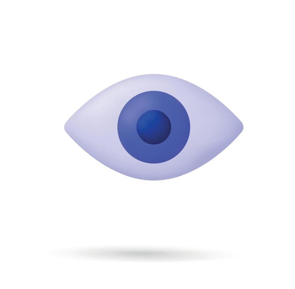 3D Eye icon. Healthy and optics concept. Recognition, identification and research. Vector in 3d style.