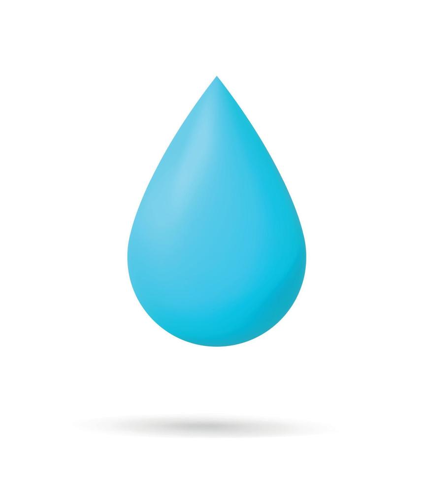 azul agua gota. icono aislado en blanco antecedentes. realista 3d diseño. vector ilustración