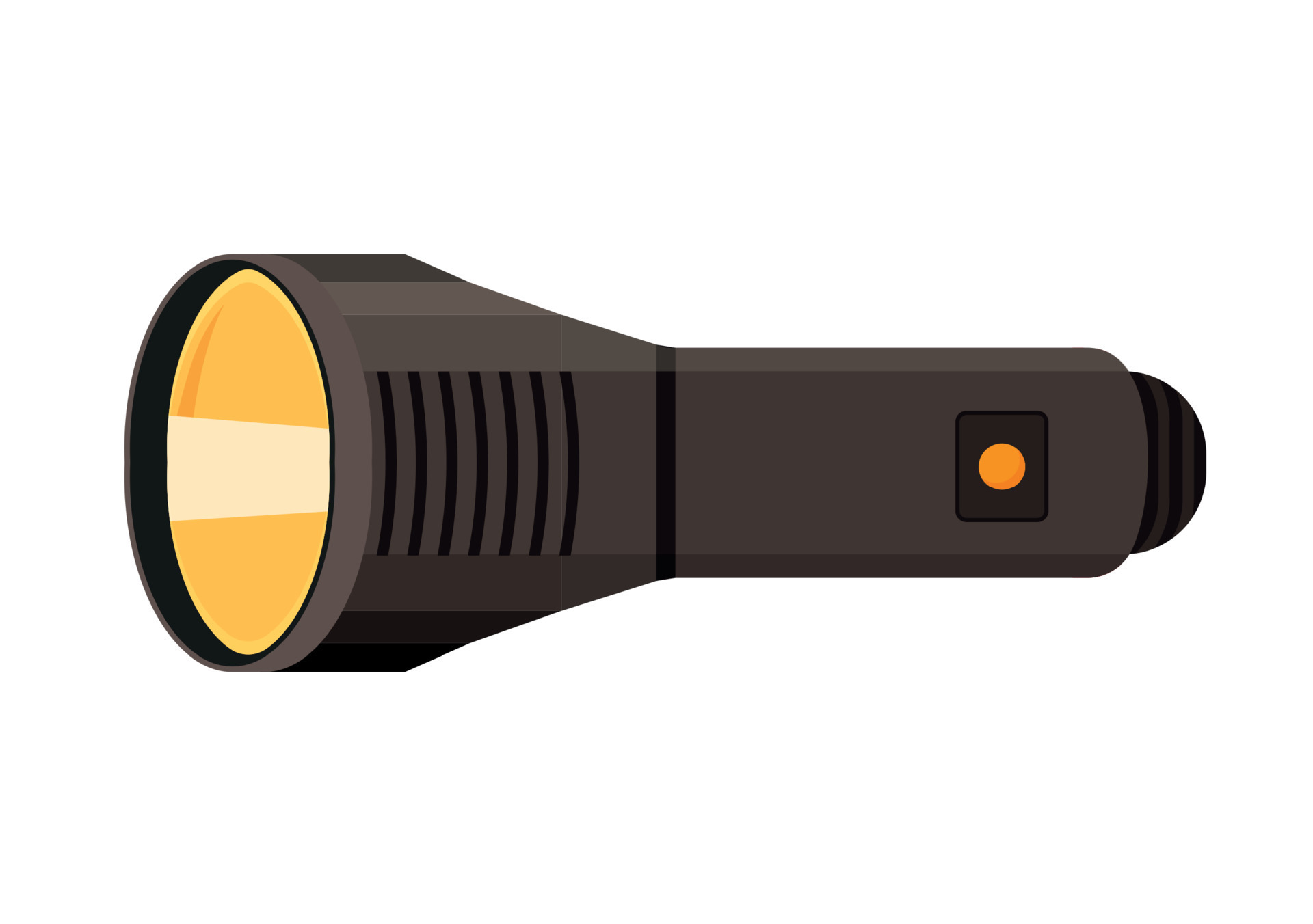 Flashlight torch hand illustration. Pocket vector light lamp lantern