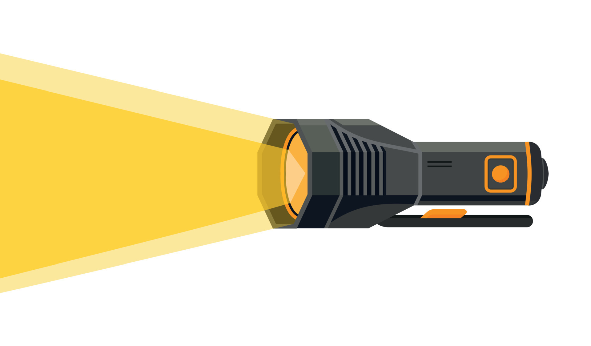 Flashlight torch hand illustration. Pocket vector light lamp lantern