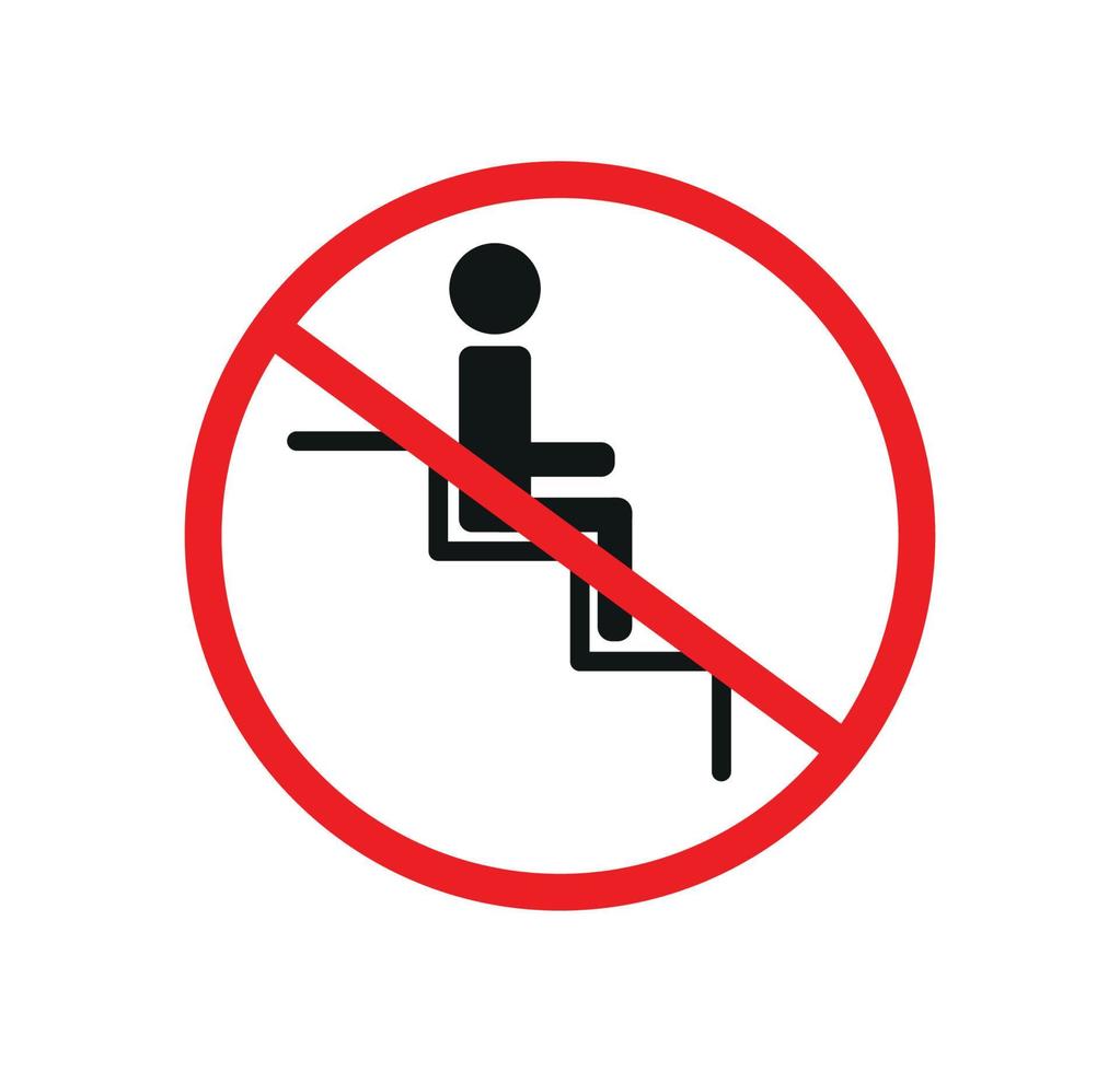 Do not sit warning sign. Escalator safety symbols. Perfect for backgrounds, backdrop, sticker, label, icon, sign, symbol and wallpaper. vector