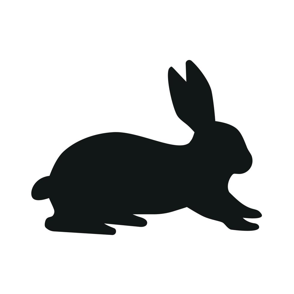 linda Pascua de Resurrección conejos silueta. negro conejito, salvaje liebre conjunto aislado en blanco. bebé fiesta saludo tarjeta, vinilo calcomanía, mascota pegatina. tatuaje diseño, animal granja logo. vector plano estilo zoo icono