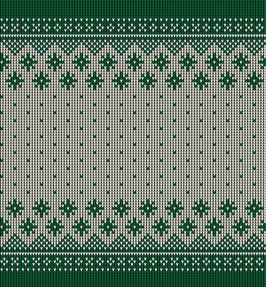 Ugly sweater at Buffalo Plaid Merry Christmas and Happy New Year greeting card frame border . illustration knitted background seamless pattern with folk style scandinavian ornaments. vector