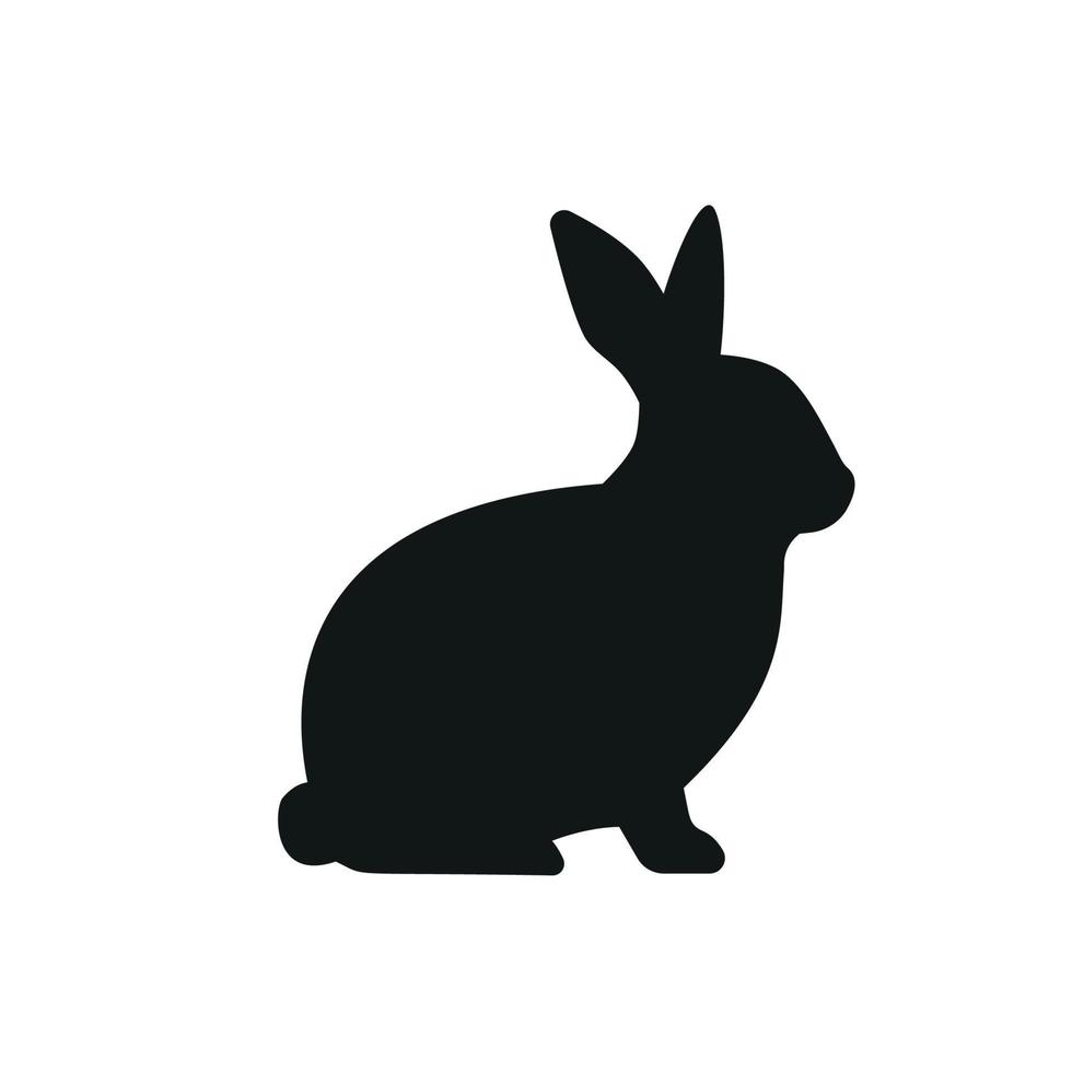 Cute Easter Rabbits Silhouette. Black Bunny, wild Hare Set isolated on white. Baby party greeting card, Vinyl decal, pet sticker. Tattoo design, animal farm logo. Vector Flat style zoo icon