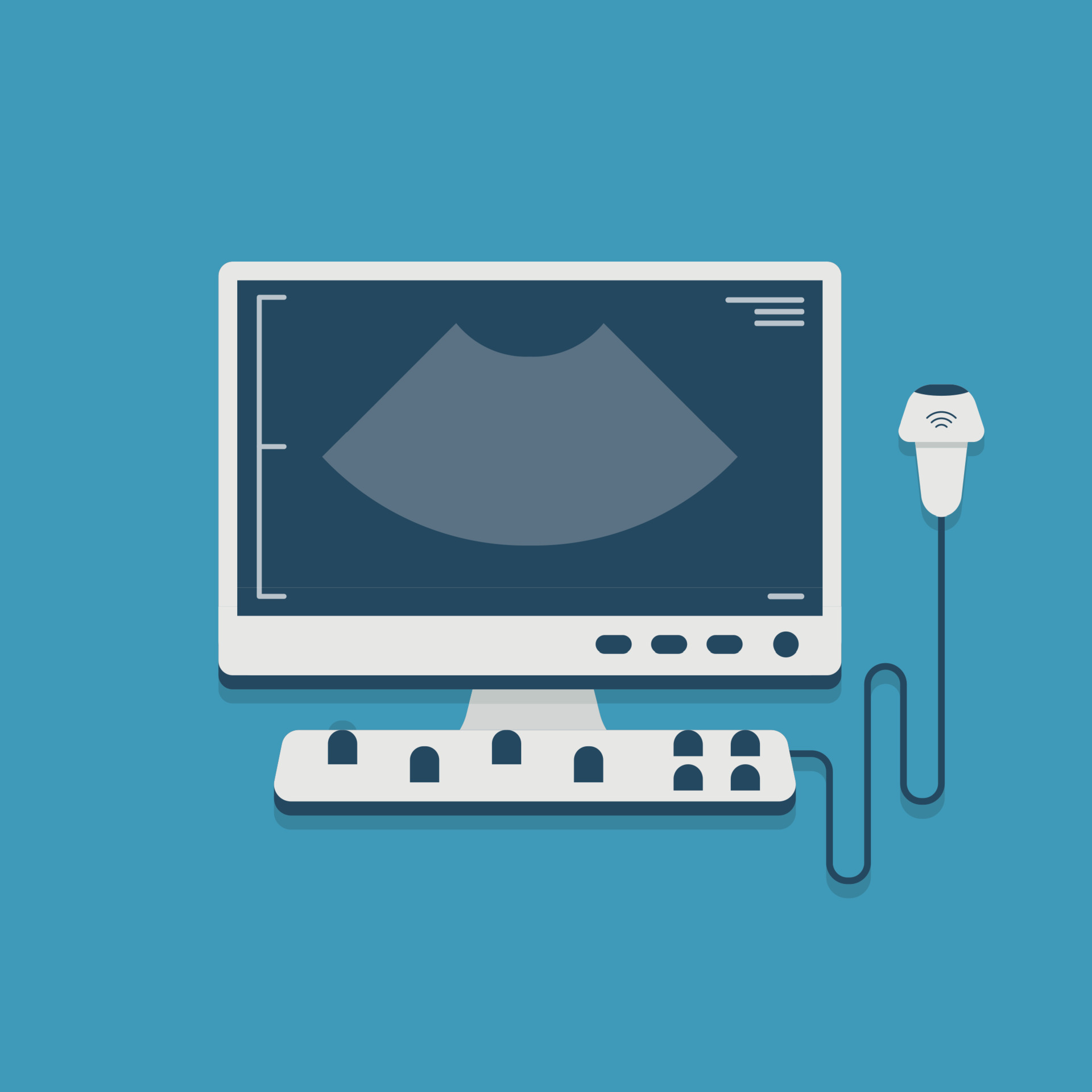 Ultrasound scan machine. Hospital examination room equipment isolated