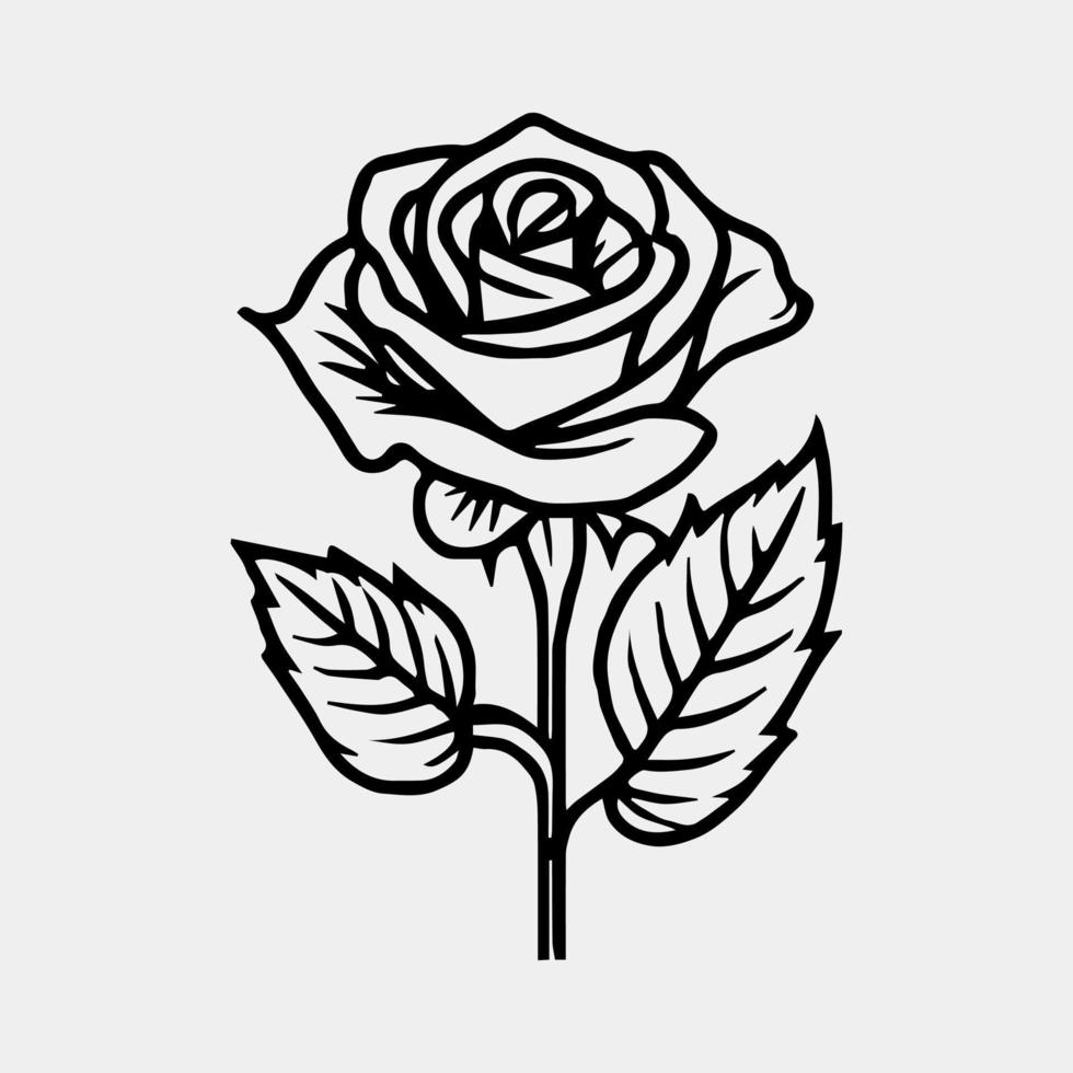 A black and white drawing of a rose vector