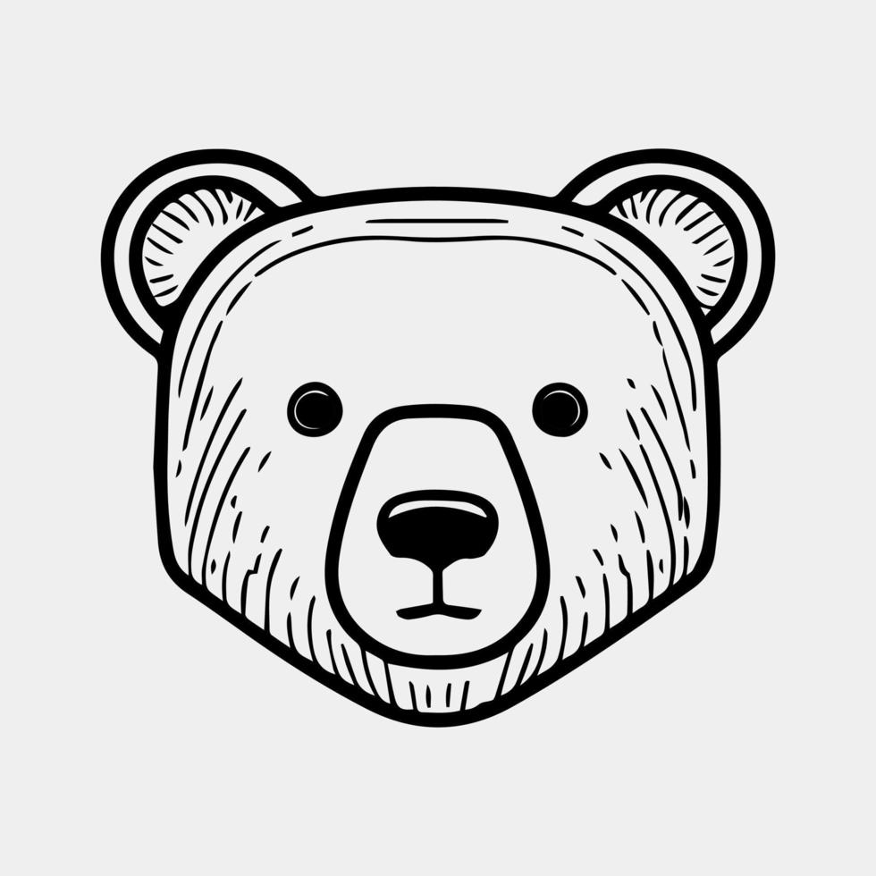 A cartoon drawing of a bear's face. vector