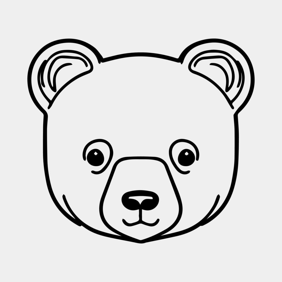 A cartoon drawing of a bear's face. vector