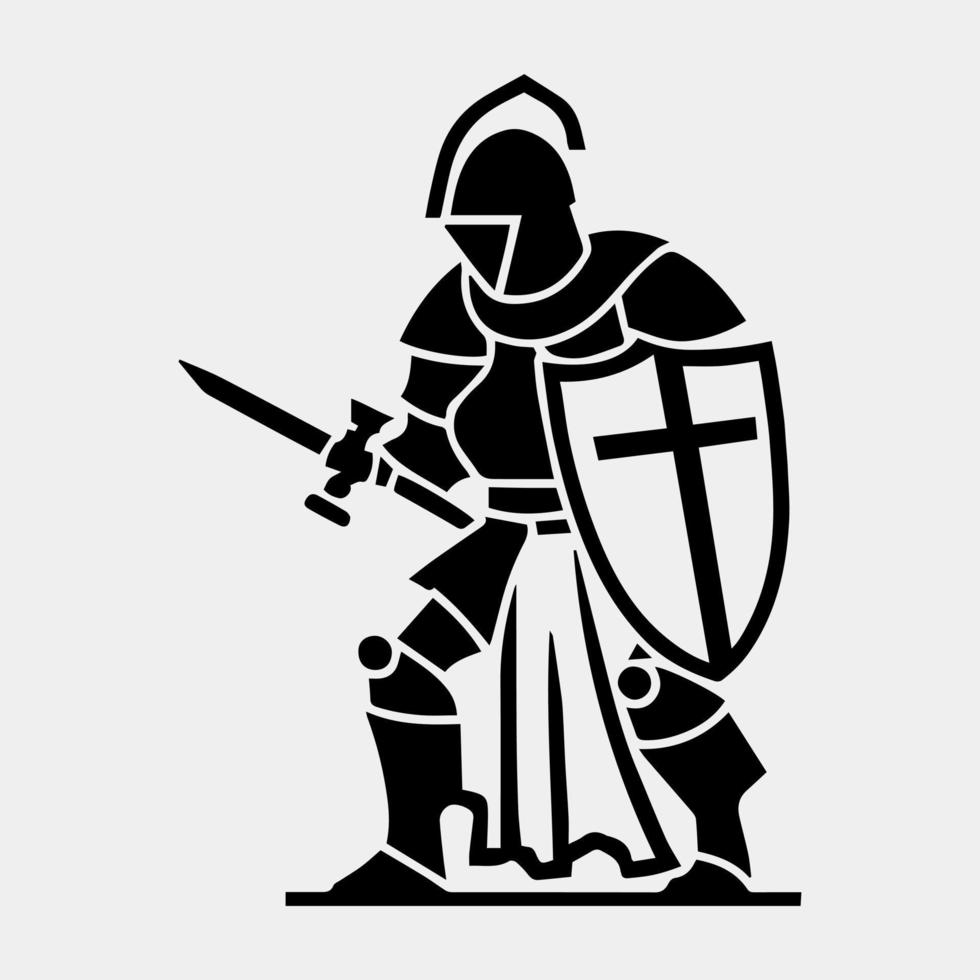 silhouette of a knight guard with sword vector