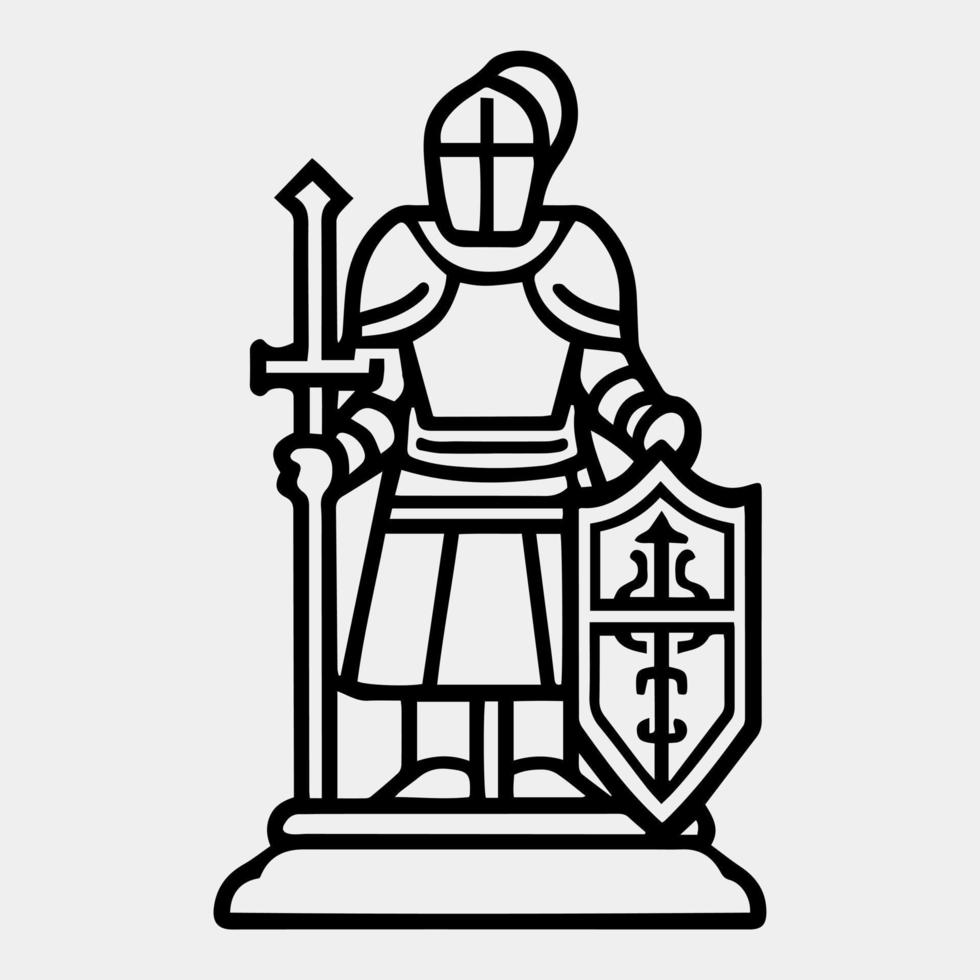 silhouette of a knight guard with sword vector