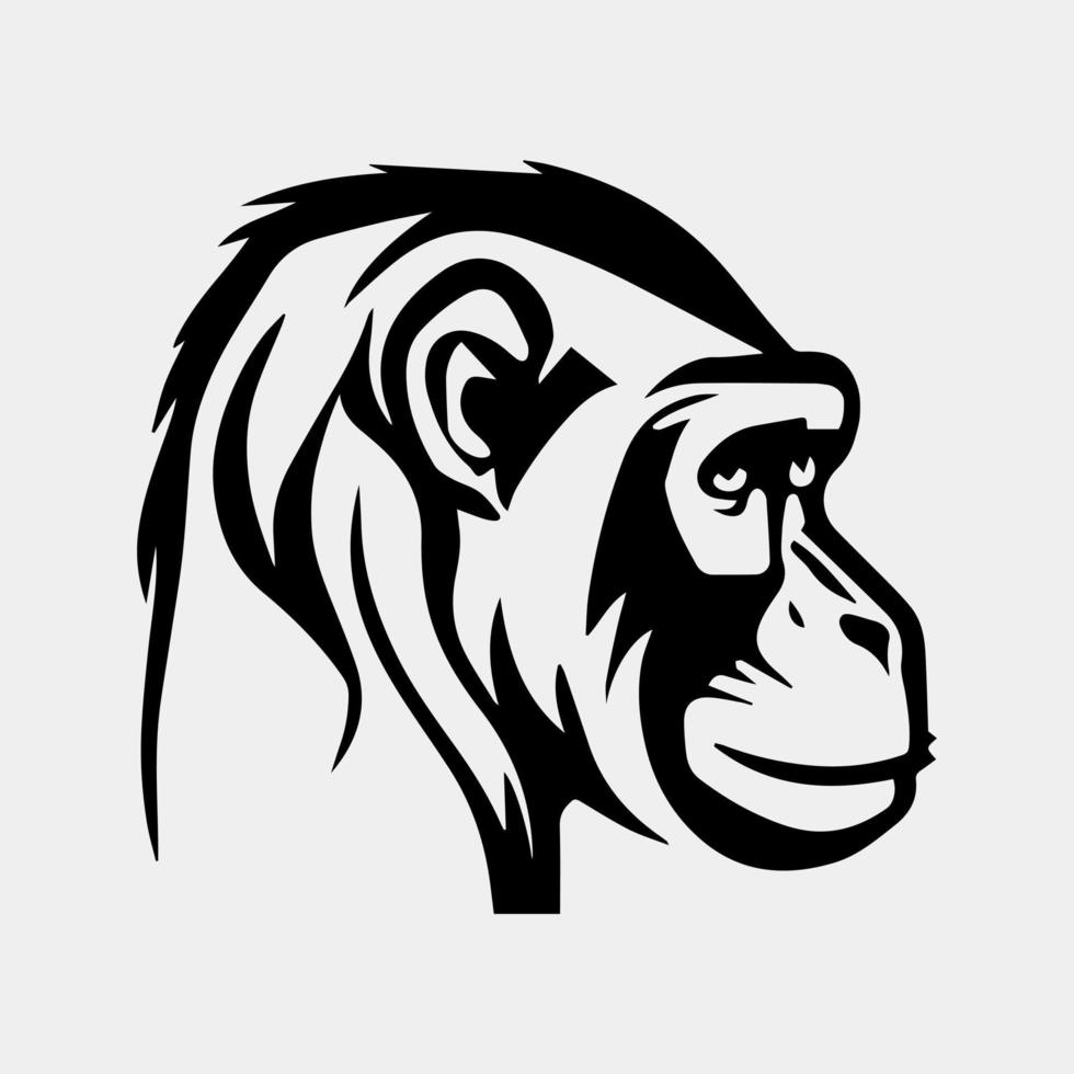 black and white illustration of a monkey head vector