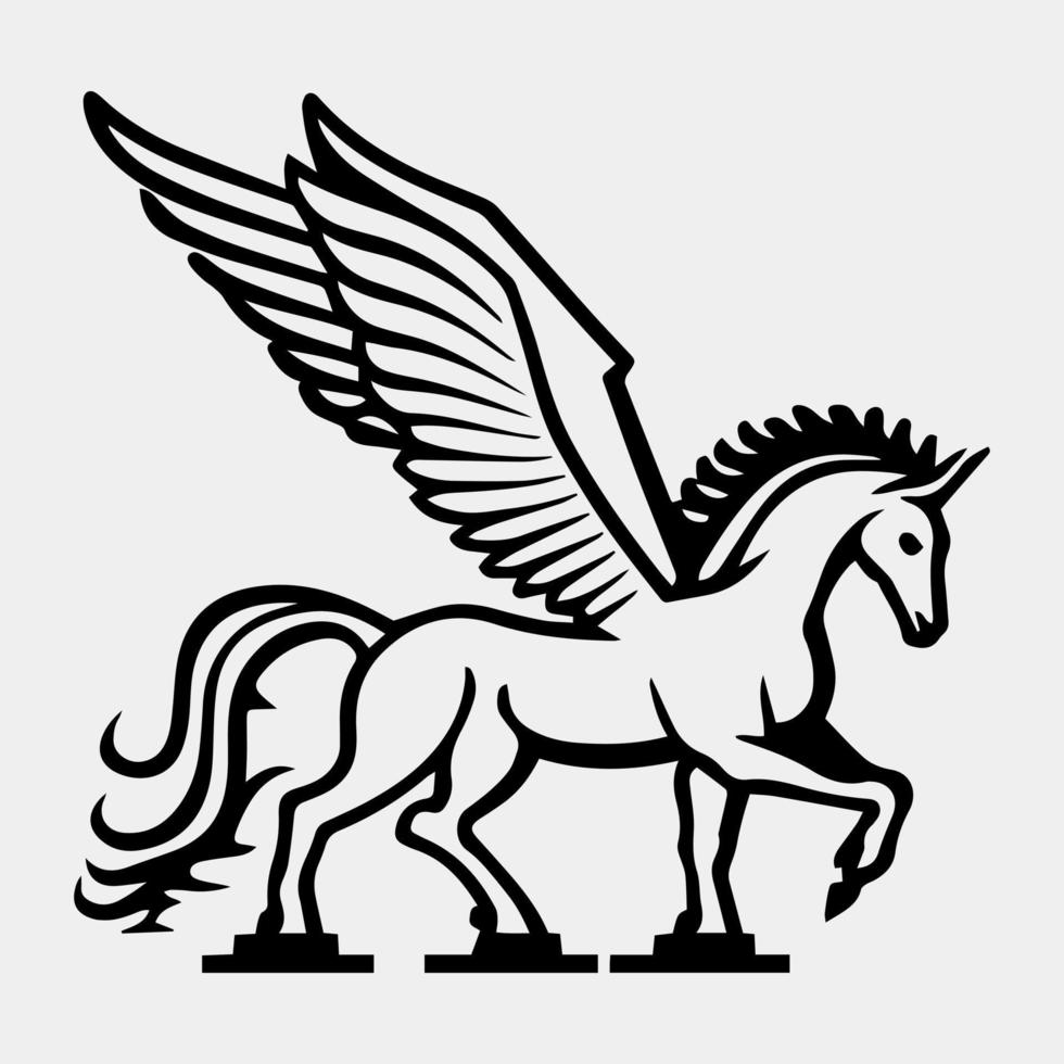 Pegasus white horse on white with wings vector