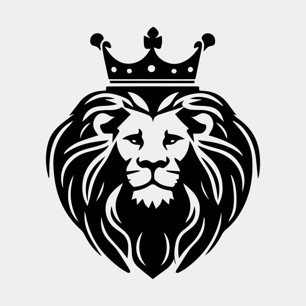 cabeza de un león con un corona vector logo