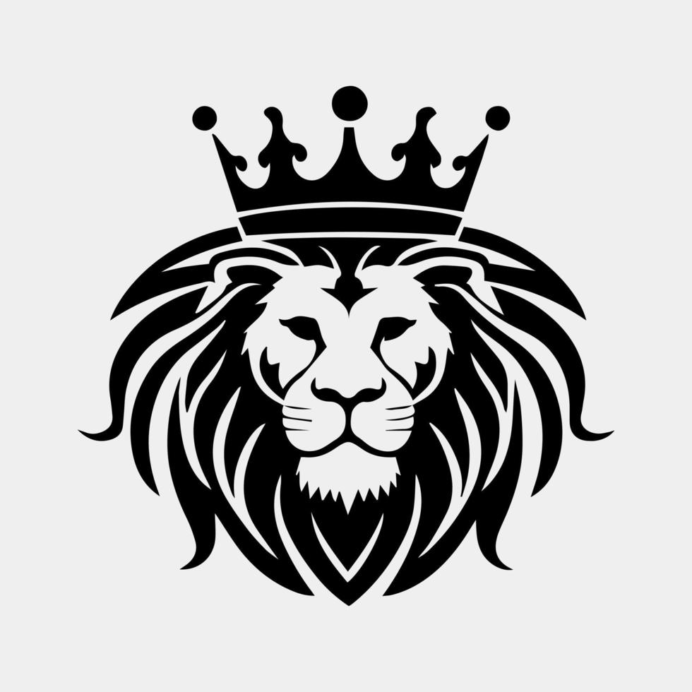 Head of a lion with a crown vector logo