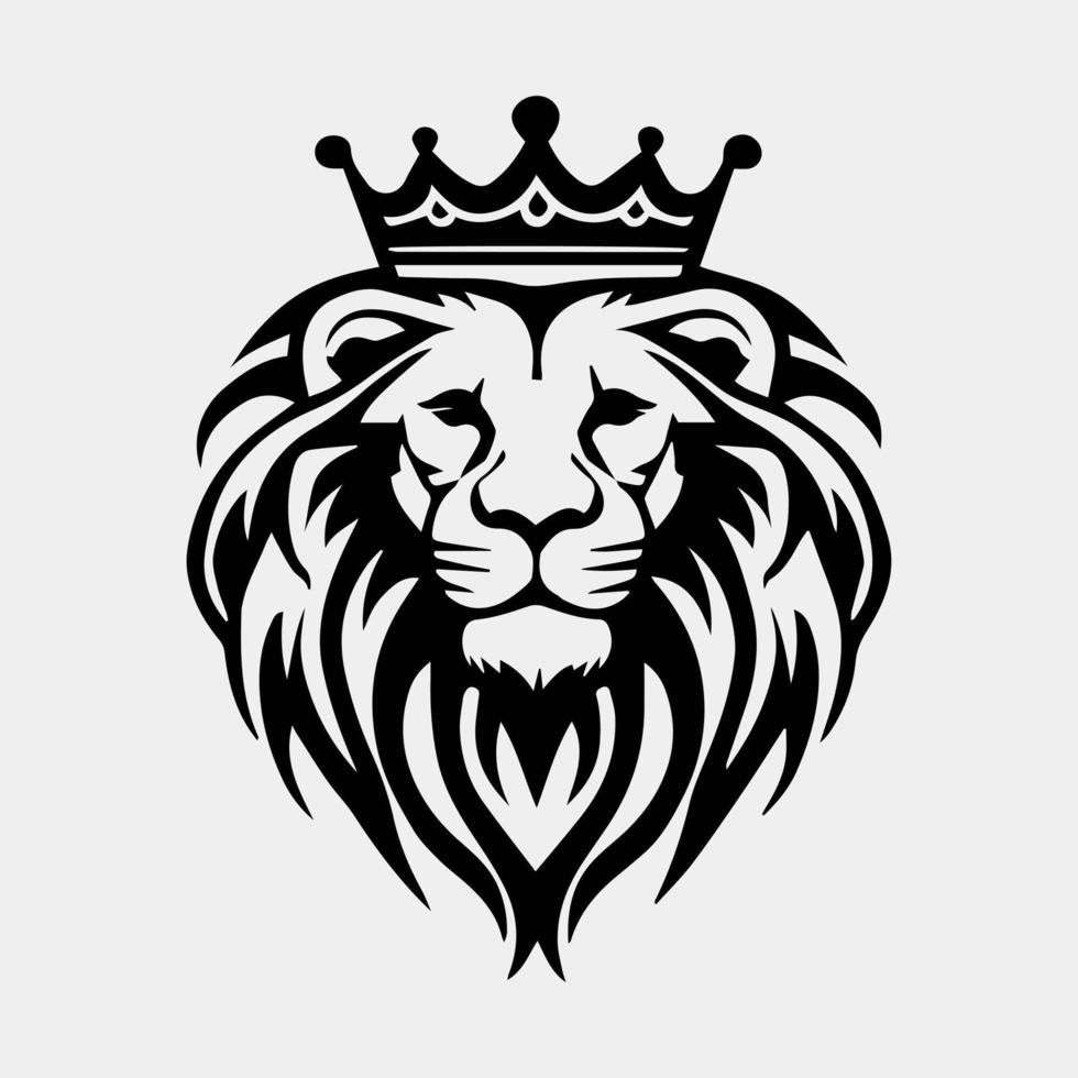 Head of a lion with a crown vector logo